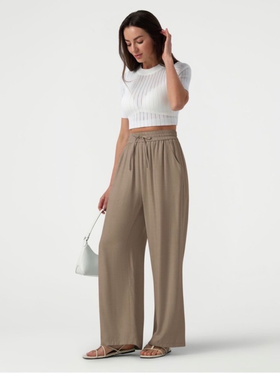 HALARA Pants - NWT Halara High-Waisted Drawstring Wide-Leg Linen-Blend Pants with Pockets large